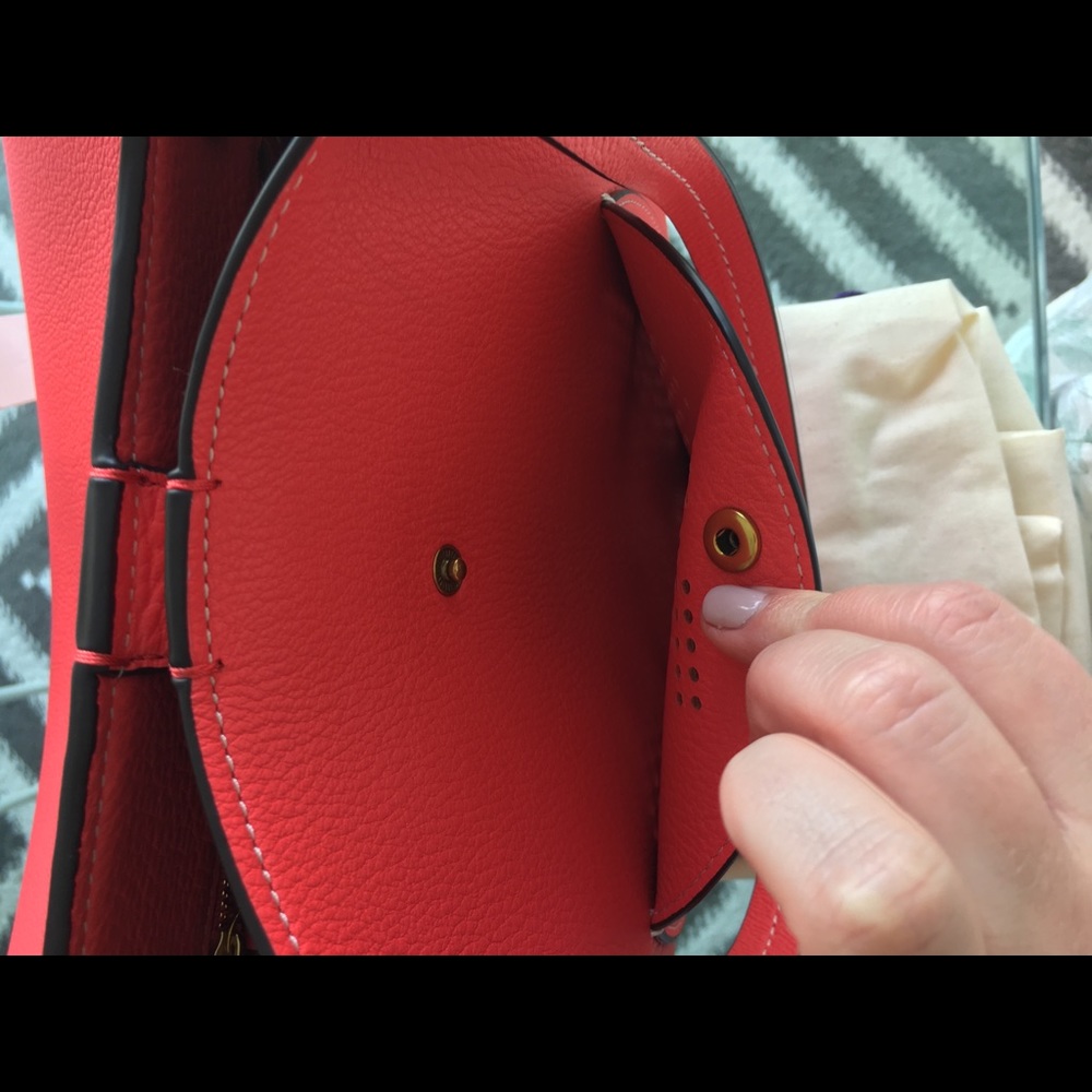 Tory Burch RED Perforated Logo Tote - Picture 4 of 8